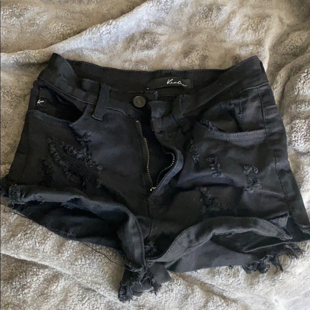 Distressed black shorts